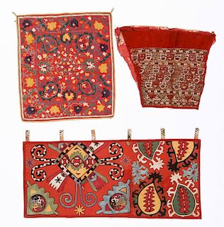3 Central Asian Lakai Textiles, 19th C