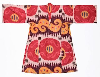 Antique Central Asian Silk Ikat Robe