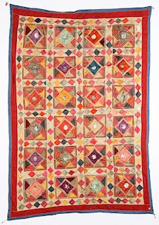 Antique Silk/Cotton Quilt, India