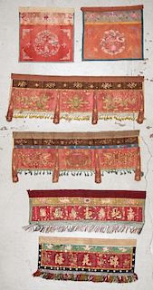 6 Antique Temple Textiles/Banners, Vietnam