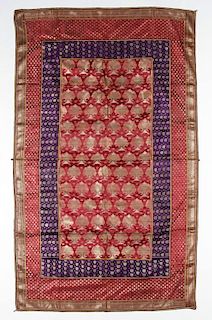 Large Antique Brocade Silk Wall Hanging, Gujurat, India