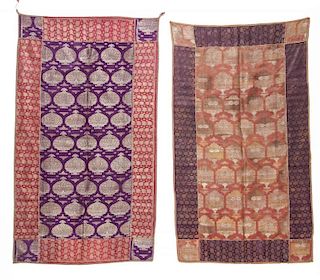 2 Antique Brocade Silk Wall Hangings, Gujurat, India