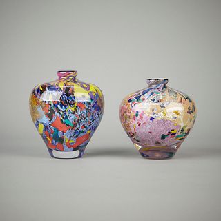 2 Jean-Claude Novaro Handblown Glass Vases