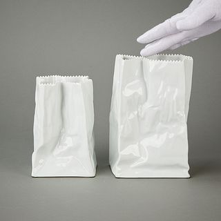 2 Tapio for Rosenthal White Ceramic Bag Vases