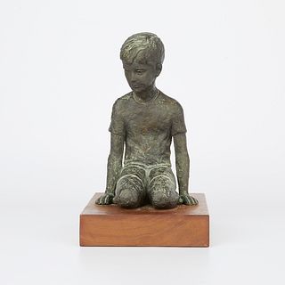 Miriam Shelton Bronze Statue of Kneeling Boy