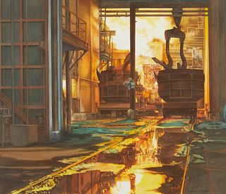 Don Lake "Industry: Pour" Watercolor Painting