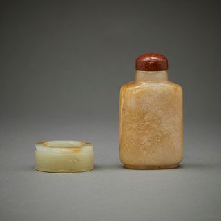 Chinese Jade Archer Ring & Hardstone Snuff Bottle