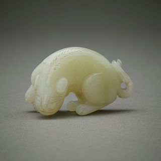 20th c. Chinese Jade Carved Tiger