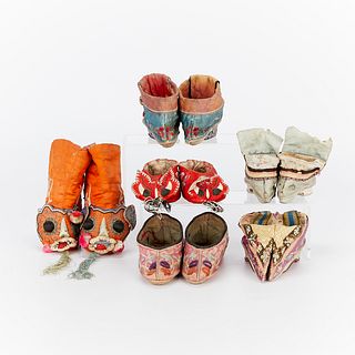 6 Pairs of Chinese Silk Foot Binding Shoes