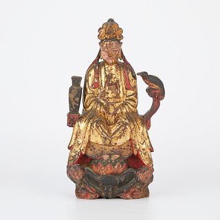 18th-19th c. Chinese Gilt Wooden Guanyin