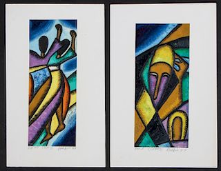 Adewale Ayinla (Nigerian, 20th c.) Two Paintings