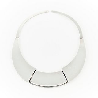 Silver Modernist Bib Necklace