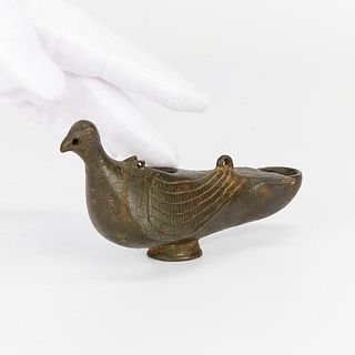 Roman or Byzantine Bronze Dove Oil Lamp