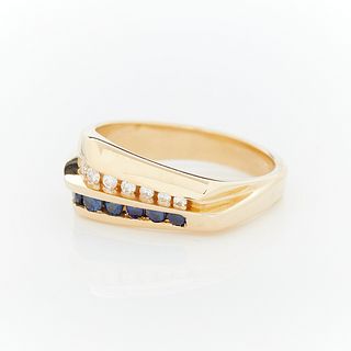 14k Yellow Gold Sapphire & Diamond Ring