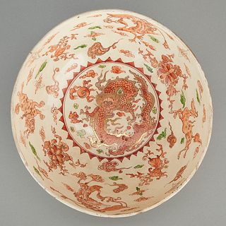 Japanese Satsuma Kutani Ceramic Dragon Bowl