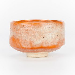 Japanese Orange Raku Chawan Tea Bowl w/ Box