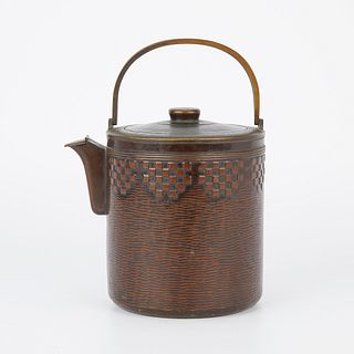 20th c. Japanese Hammered Brass Tea Pot