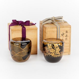 2 Japanese Natsume Tea Caddies in Boxes