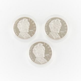 3 2009 Abe Lincoln Commemorative Silver Dollars