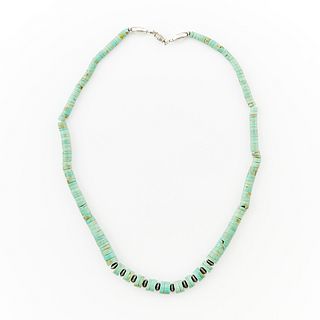Turquoise Heishi Necklace w/ Silver Beads