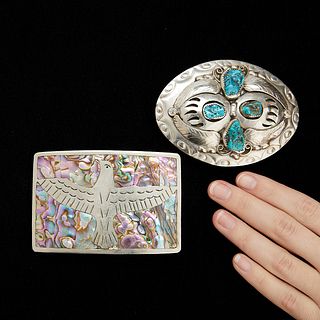 2 Mexican Silver Belt Buckles