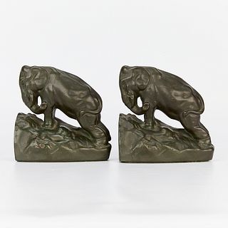 Pair of Bronze or Copper Elephant Bookends