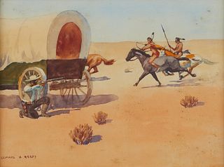 Leonard Reedy "Attack on the Pioneer" Painting