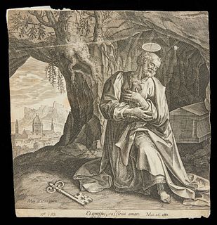 Aft. de Vos "The Repentance of St. Peter" Etching