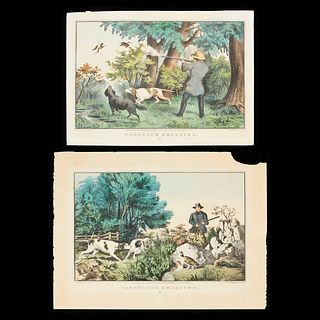 2 Currier & Ives Shooting Lithographs 1855