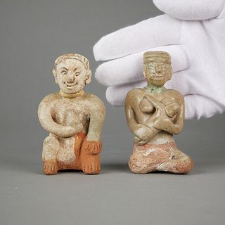 2 15th c. Thai Tukatha Stoneware Figurines