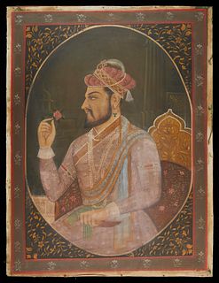 Mughal Silk Portrait Painting Shah Jahan I
