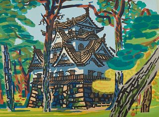 Hashimoto Okiie "Hikone Castle" Woodblock
