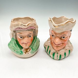 2pc Vintage Staffordshire Punch and Judy Character Jugs