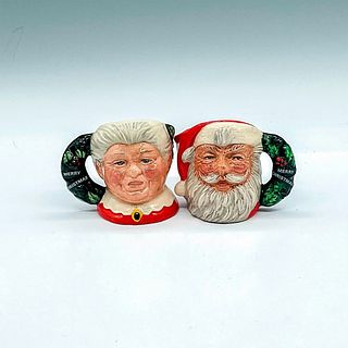 2pc Royal Doulton Mini Character Jugs, Santa Claus & Mrs