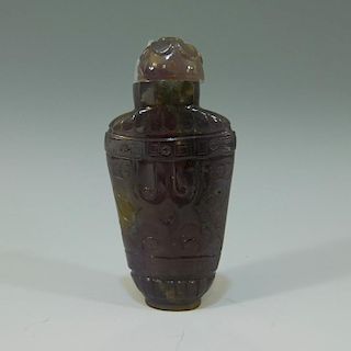CHINESE ANTIQUE AMETHYST SNUFF BOTTLE - 19TH CENTURY