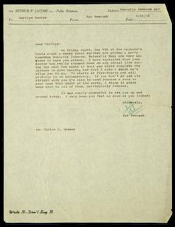 MARILYN MONROE LETTER FROM PAT NEWCOMB