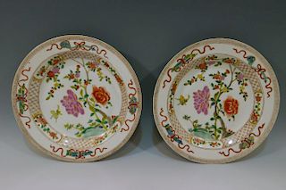 PAIR CHINESE ANTIQUE FAMILLE ROSE DISH - 18TH CENTURY