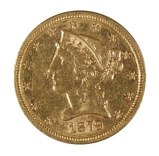1879-S GOLD $5 HALF EAGLE LIBERTY HEAD
