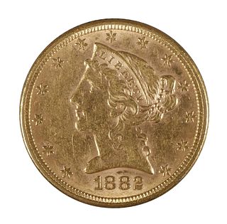 1882 GOLD $5 HALF EAGLE LIBERTY HEAD