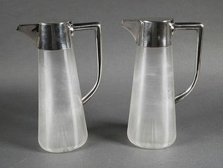 (2) 800 SILVER THREADED GLASS DECANTERS