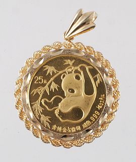 24K GOLD 1985 CHINESE COIN PENDANT