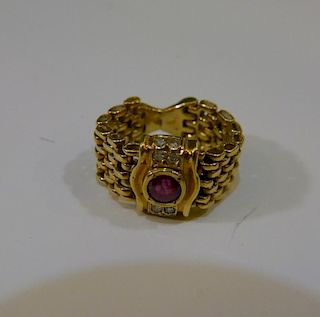 14K GOLD RUBY AND DIAMOND RING - 6 GRAMS