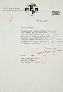 MARILYN MONROE LETTERS FROM MCA MANAGEMENT