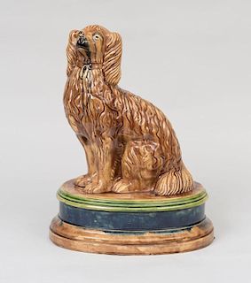 Rockingham-Glazed Pottery Figure of a Spaniel