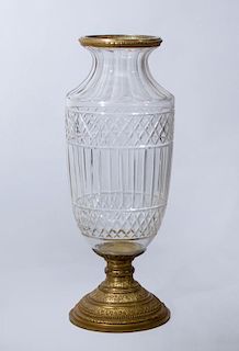 Gilt-Metal-Mounted Cut-Glass Vase, 19th Century