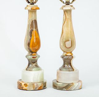 Pair of Continental Baluster-Form Onyx Lamps
