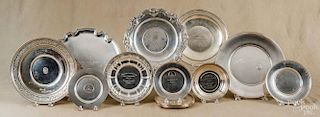 Sixteen sterling silver golf trophy plaques, largest - 12 1/4'' dia., 101.2 ozt.
