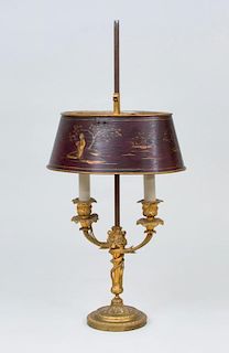 French Bouillotte Lamp with Tôle Shade