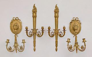 Two Pairs of Gilt-Metal Sconces