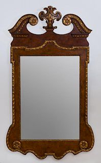 George II Style Burl Walnut and Parcel-Gilt Mirror